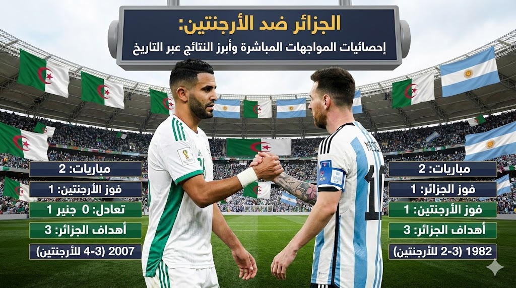 الجزائر ضد الأرجنتين: إحصائيات المواجهات المباشرة وأبرز النتائج عبر التاريخ